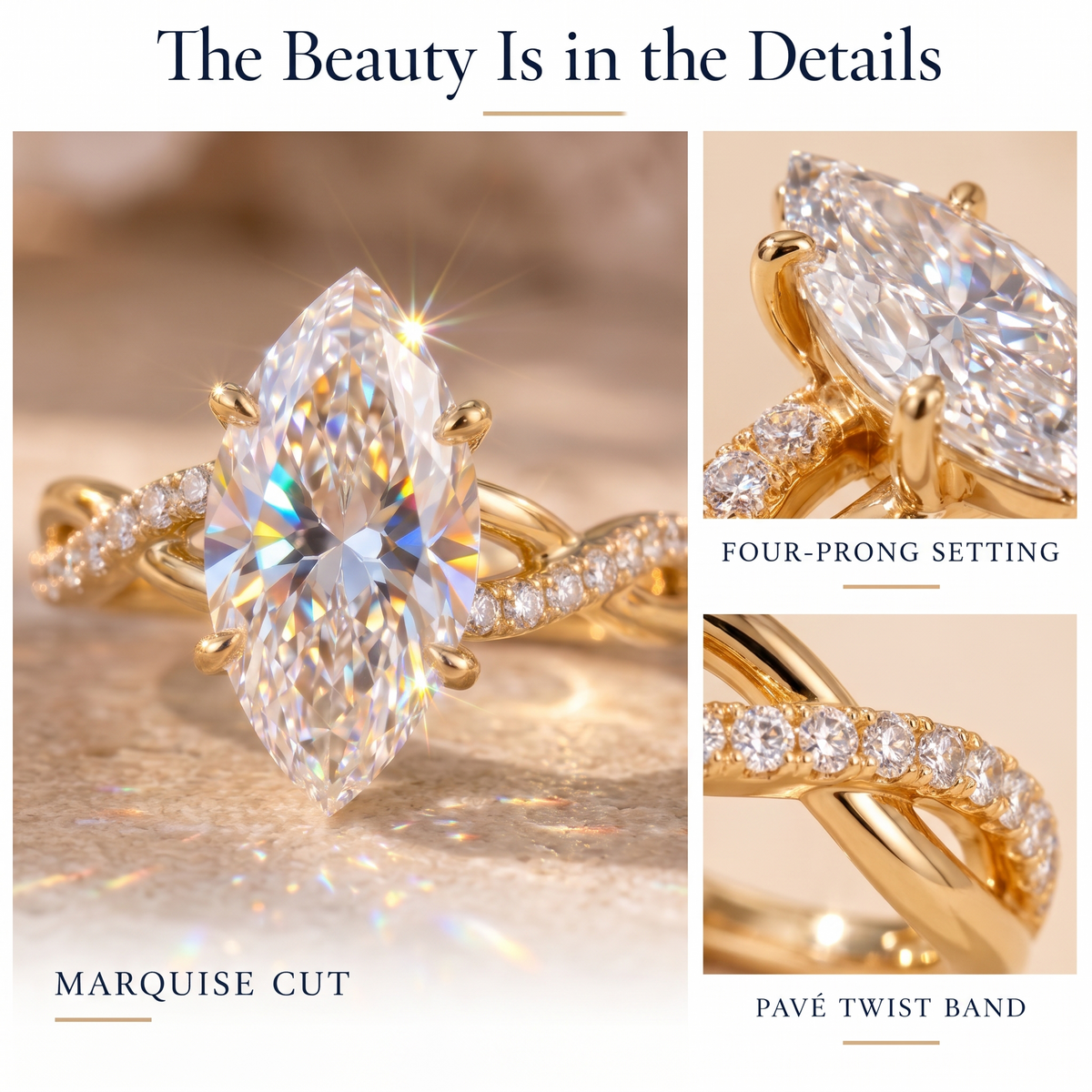 The Eternal Marquise™ Twist Diamond Ring – Elegant Lab-Grown Diamond Ring With Timeless Sparkle Last Day Sale-90% OFF🔥