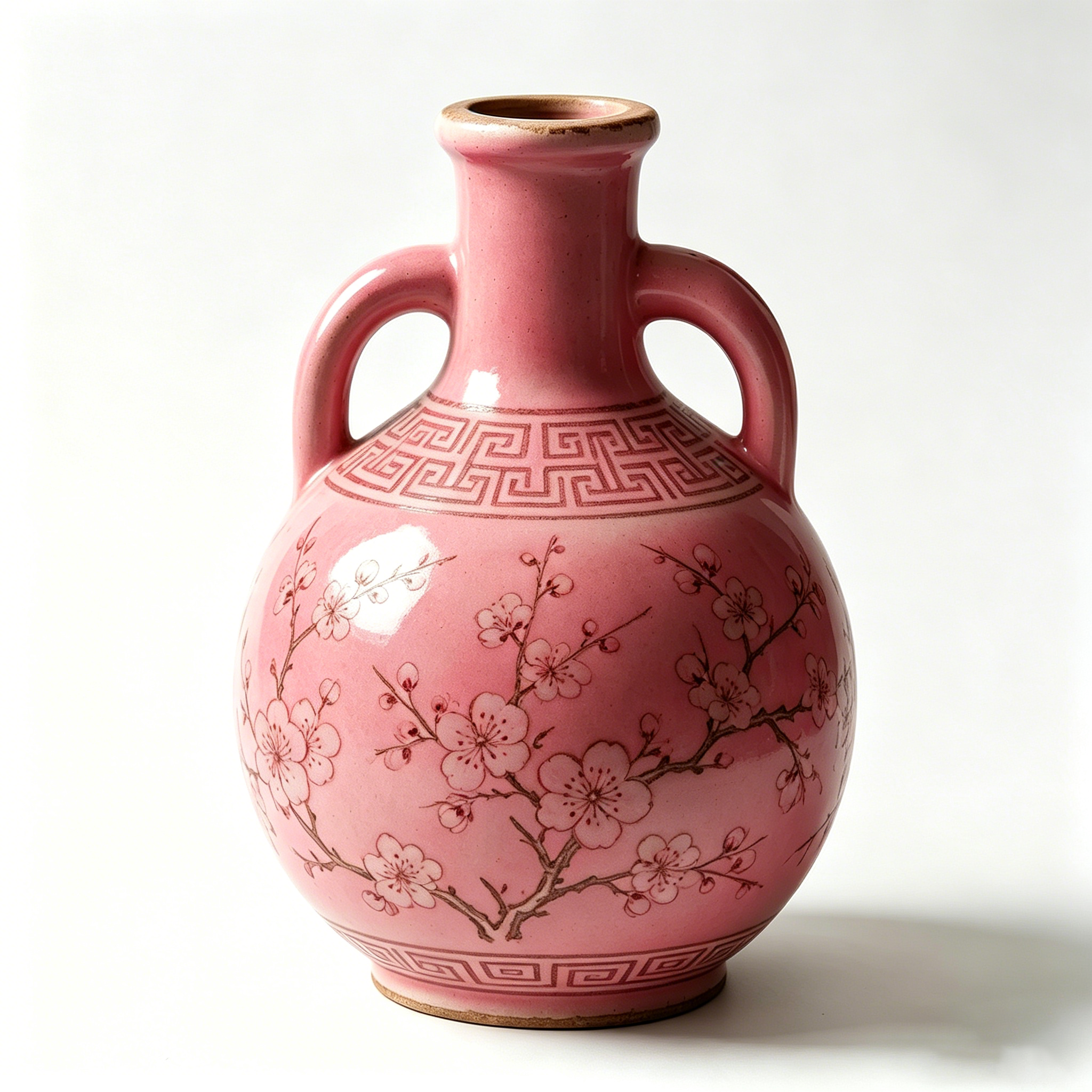 Vibrant Rose Pink Blossom Amphora Vase