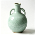 Pale Celadon Blossom and Wave Amphora Vase
