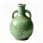 Turquoise Blossom and Lantern Amphora Vase