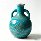 Turquoise Blossom and Lantern Amphora Vase