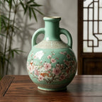 Celadon Figural Blossom Amphora Vase