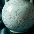Pale Mint Celadon Blossom Amphora Vase