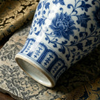 Blue and White Lotus Scroll Ceramic Vase