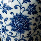 Blue and White Lotus Scroll Ceramic Vase