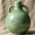 Turquoise Blossom and Lantern Amphora Vase