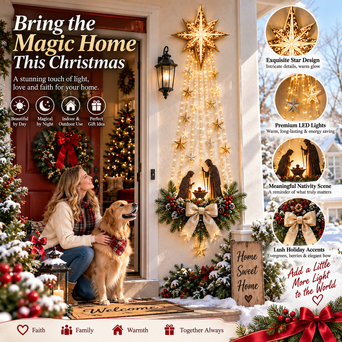 ✨Last Day 50% OFF✨✝️ Bethlehem Star of Faith™ – Lighted Nativity Wall Decor