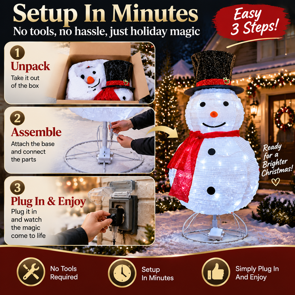 ✨Last Day 50% OFF✨Giant Inflatable Christmas Snowman Decoration – 8FT Light Up Outdoor Holiday Yard Decor For A Magical Christmas Display