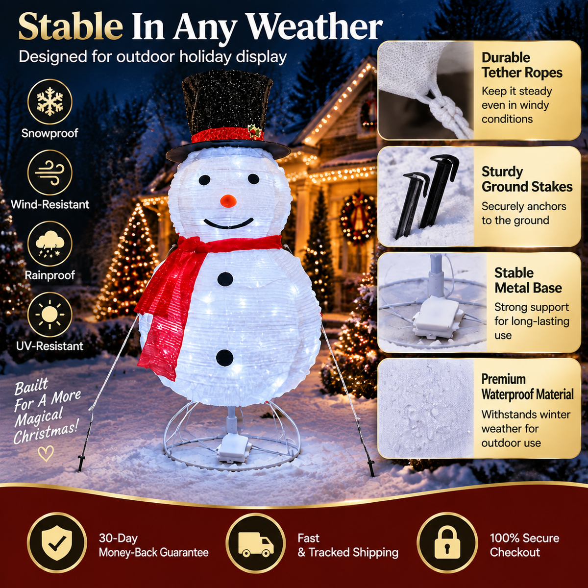 ✨Last Day 50% OFF✨Giant Inflatable Christmas Snowman Decoration – 8FT Light Up Outdoor Holiday Yard Decor For A Magical Christmas Display