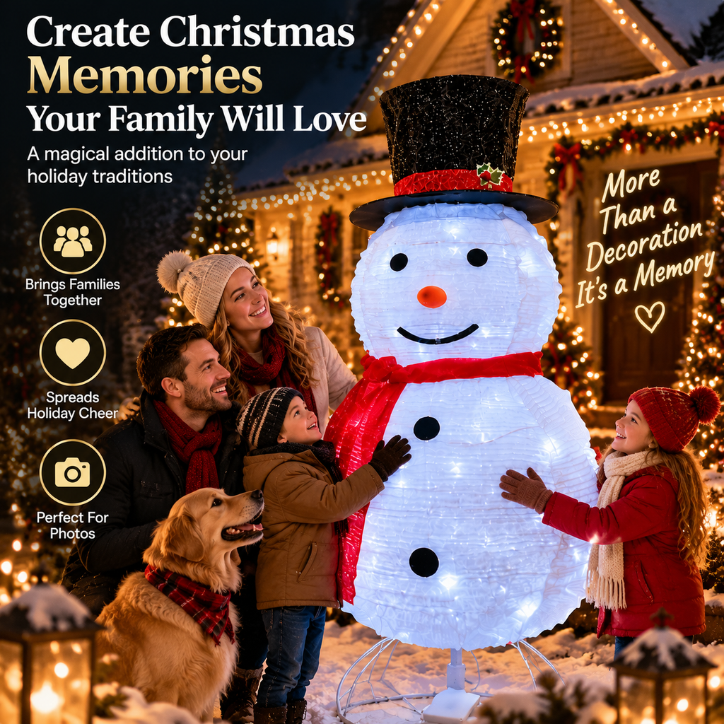 ✨Last Day 50% OFF✨Giant Inflatable Christmas Snowman Decoration – 8FT Light Up Outdoor Holiday Yard Decor For A Magical Christmas Display