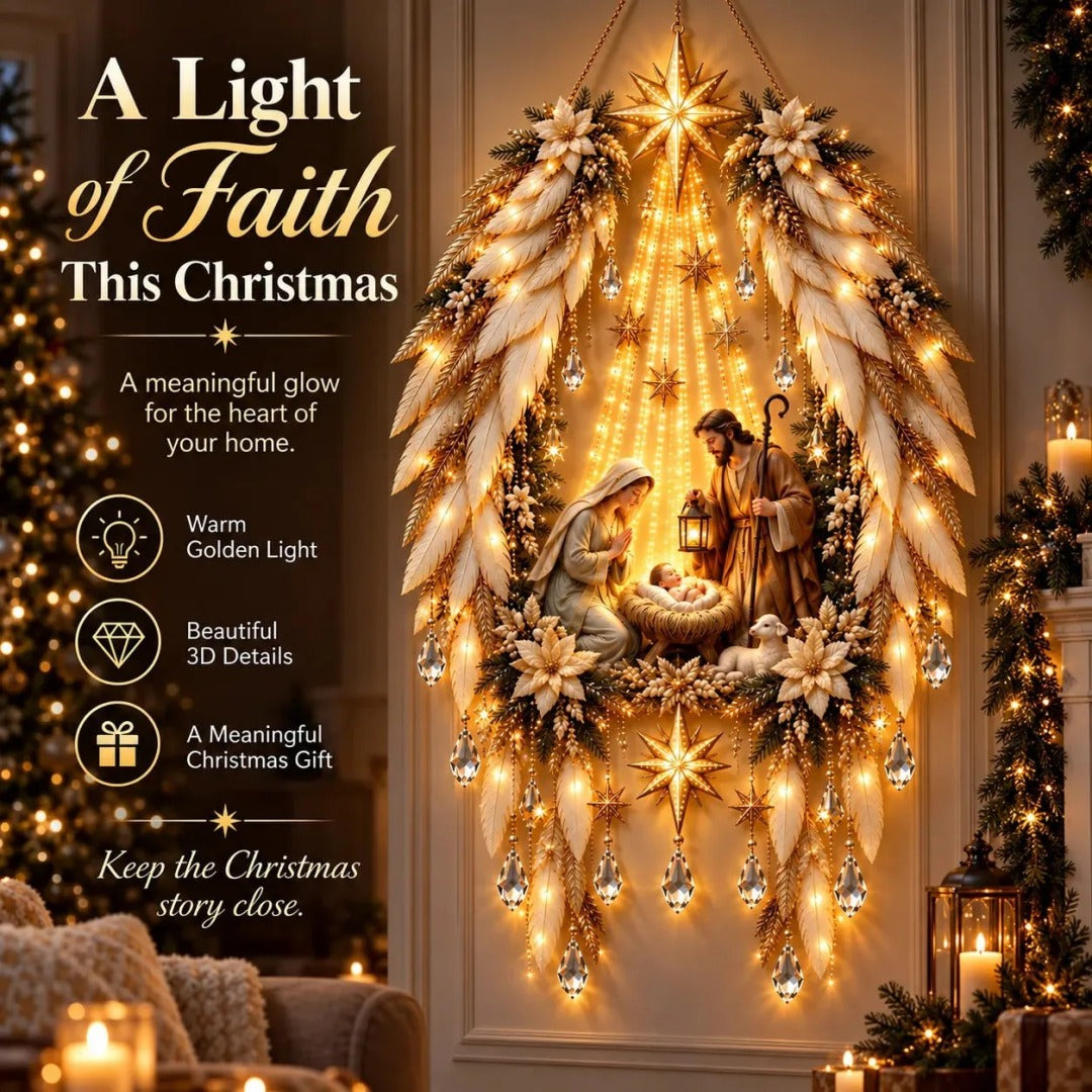 ✨Last Day 50% OFF✨✨👼 3D Heavenly Angel Wings Nativity Light✨ – Lighted Christmas Wall Decor