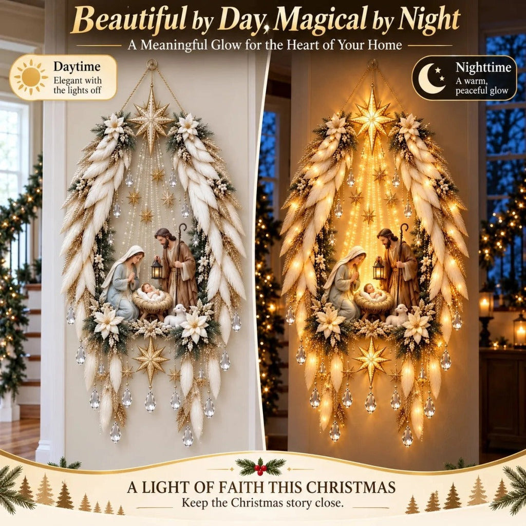 ✨Last Day 50% OFF✨✨👼 3D Heavenly Angel Wings Nativity Light✨ – Lighted Christmas Wall Decor
