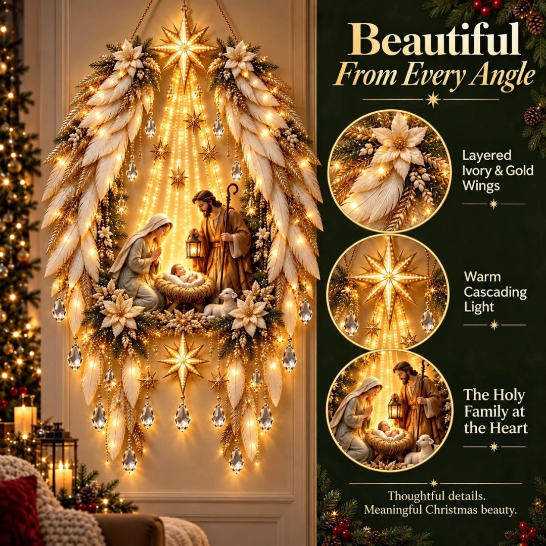 ✨Last Day 50% OFF✨✨👼 3D Heavenly Angel Wings Nativity Light✨ – Lighted Christmas Wall Decor