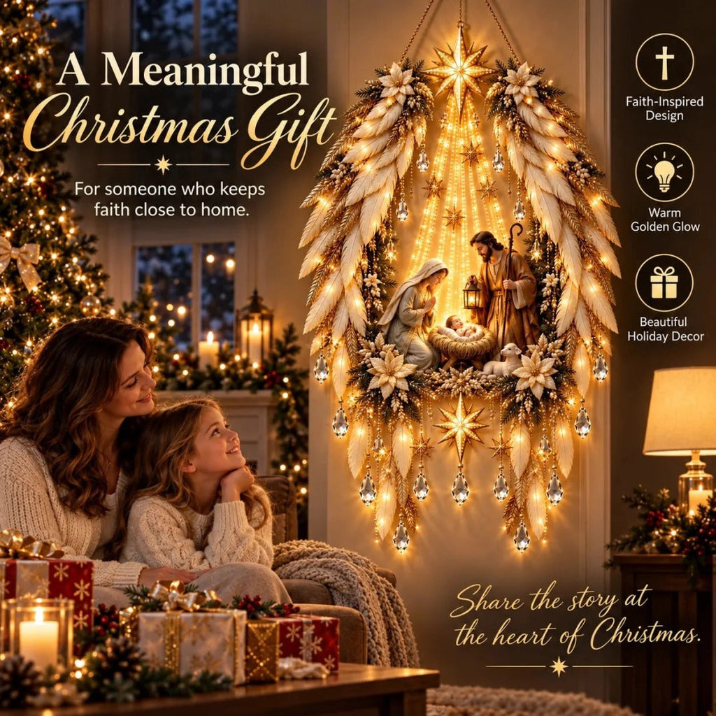 ✨Last Day 50% OFF✨✨👼 3D Heavenly Angel Wings Nativity Light✨ – Lighted Christmas Wall Decor