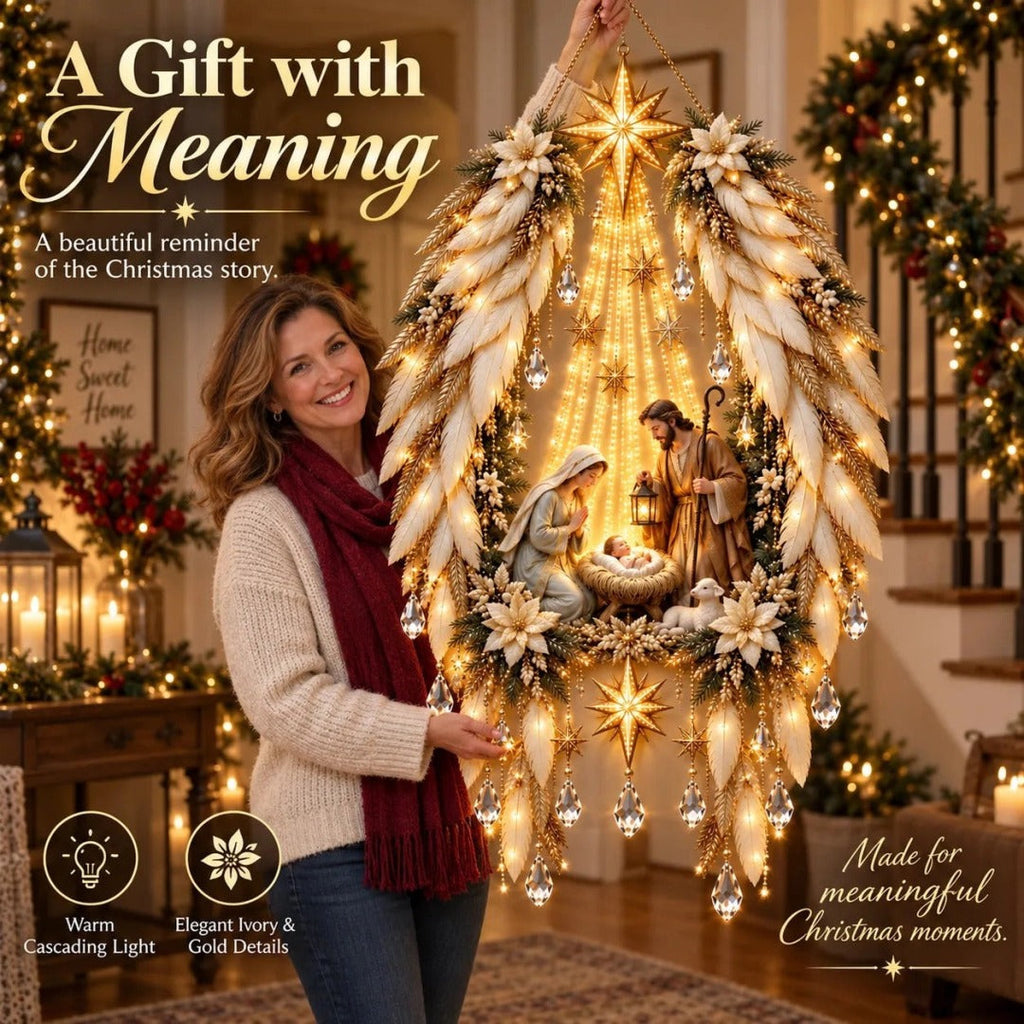 ✨Last Day 50% OFF✨✨👼 3D Heavenly Angel Wings Nativity Light✨ – Lighted Christmas Wall Decor