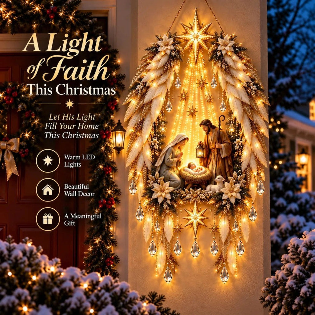 ✨Last Day 50% OFF✨✨👼 3D Heavenly Angel Wings Nativity Light✨ – Lighted Christmas Wall Decor