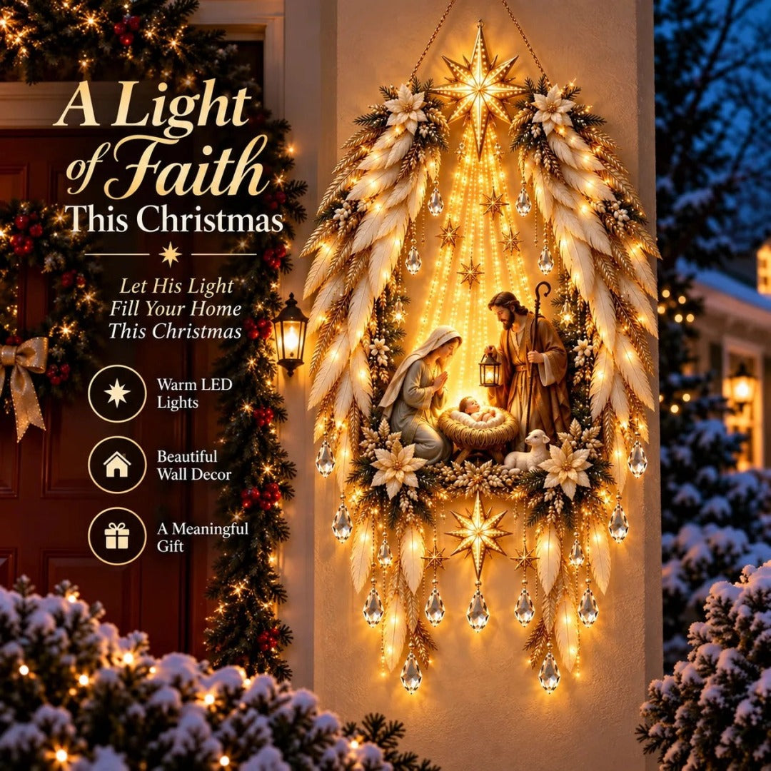 ✨Last Day 50% OFF✨✨👼 3D Heavenly Angel Wings Nativity Light✨ – Lighted Christmas Wall Decor