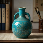 Turquoise Blossom and Lantern Amphora Vase