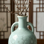 Pale Mint Celadon Blossom Amphora Vase
