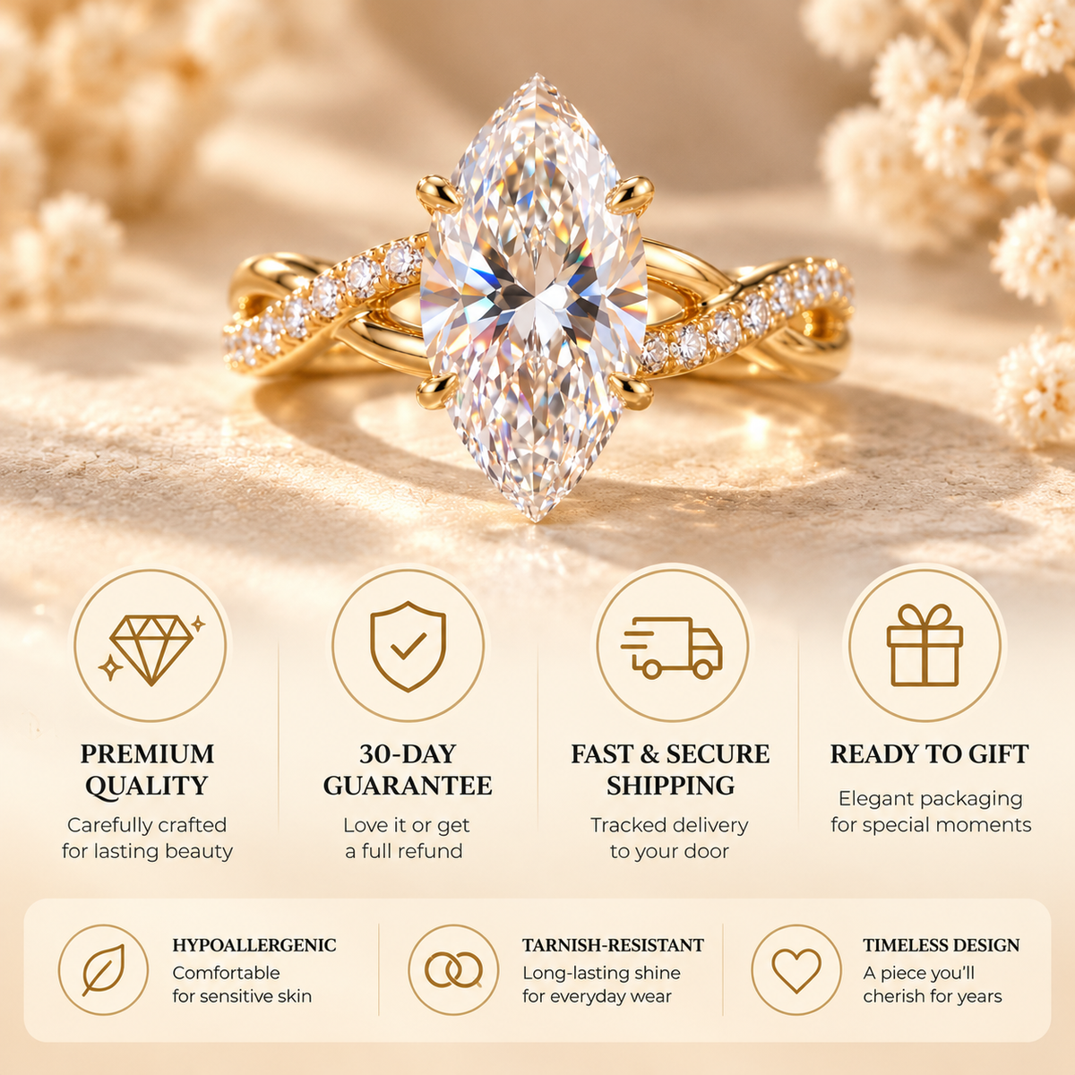 The Eternal Marquise™ Twist Diamond Ring – Elegant Lab-Grown Diamond Ring With Timeless Sparkle Last Day Sale-90% OFF🔥
