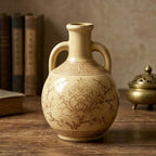 Cream Sepia Botanical Ceramic Amphora Vase