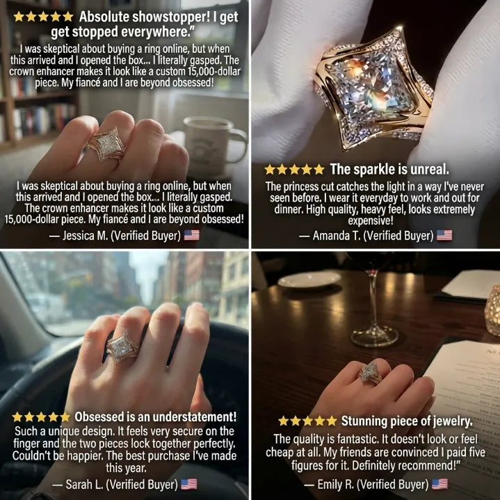 🔥 LAST DAY — 90% OFF 🔥 The Eternal Crown Princess Ring Set — The Ultimate Anniversary & Everyday Luxury Upgrade
