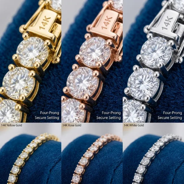 🔥 LAST DAY — 90% OFF 🔥 Dazzling 4mm Moissanite Tennis Bracelet – Diamond-Like Fire, 14K Gold Finish & Secure Double-Lock Clasp