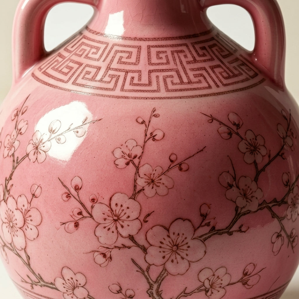 Vibrant Rose Pink Blossom Amphora Vase